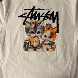 Stussy Cat Tee In White Brand New with Tags RARE